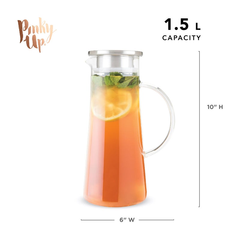 Pinky Up Charlie Iced Tea Glass Carafe with Lid and Filter, Pitcher for Cold Coffee, Lemonade, Fruit Juices, Sparkling Water, Soda, 1.5 Liter Capacity - Image 3